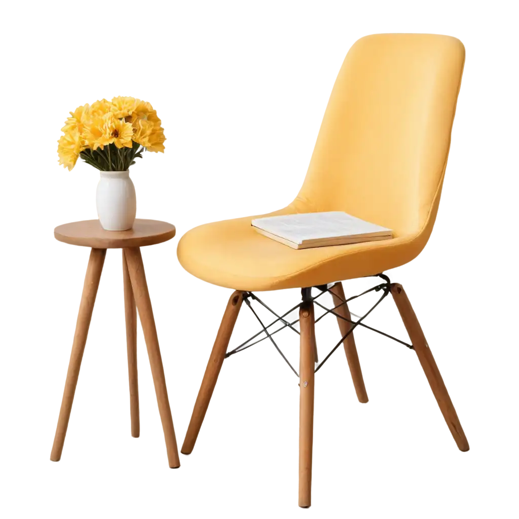 White-Wall-with-Yellow-Flower-on-Chair-HighQuality-PNG-Image-for-Various-Applications