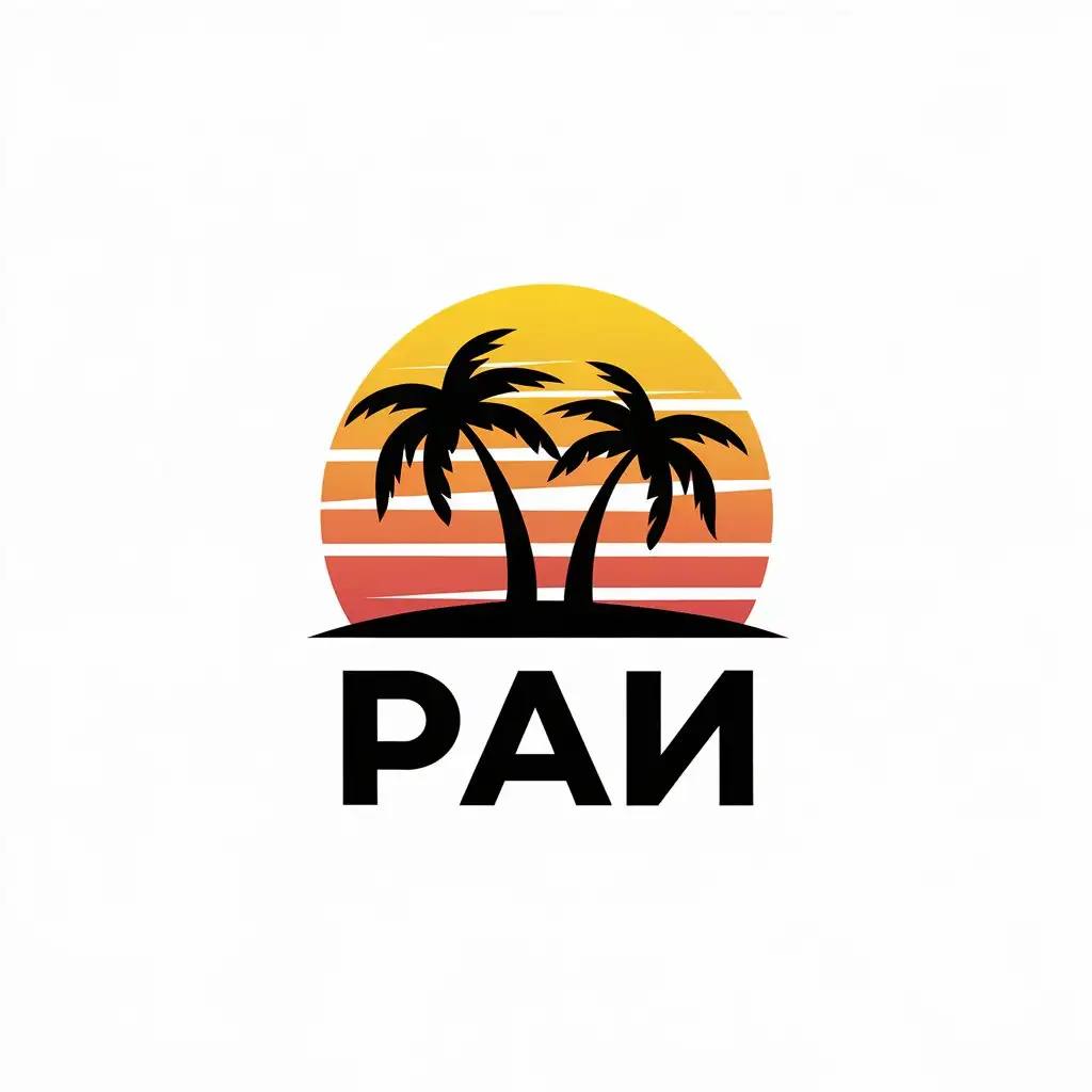 LOGO Design For Paradise RussianInspired Vector Logo with Palm Trees and Sun