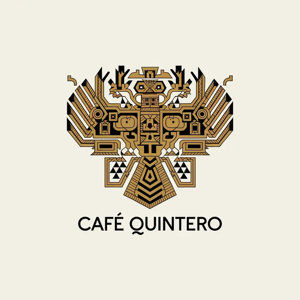 LOGO Design for Cafe Quintero IncaInspired with Condor Elements and Gold Color Palette