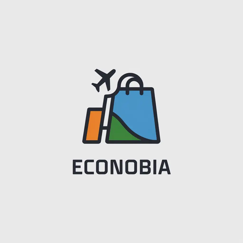 LOGO Design for EconoBia Airplane and Shopping Bag Symbol in Minimalistic Style for Travel Industry