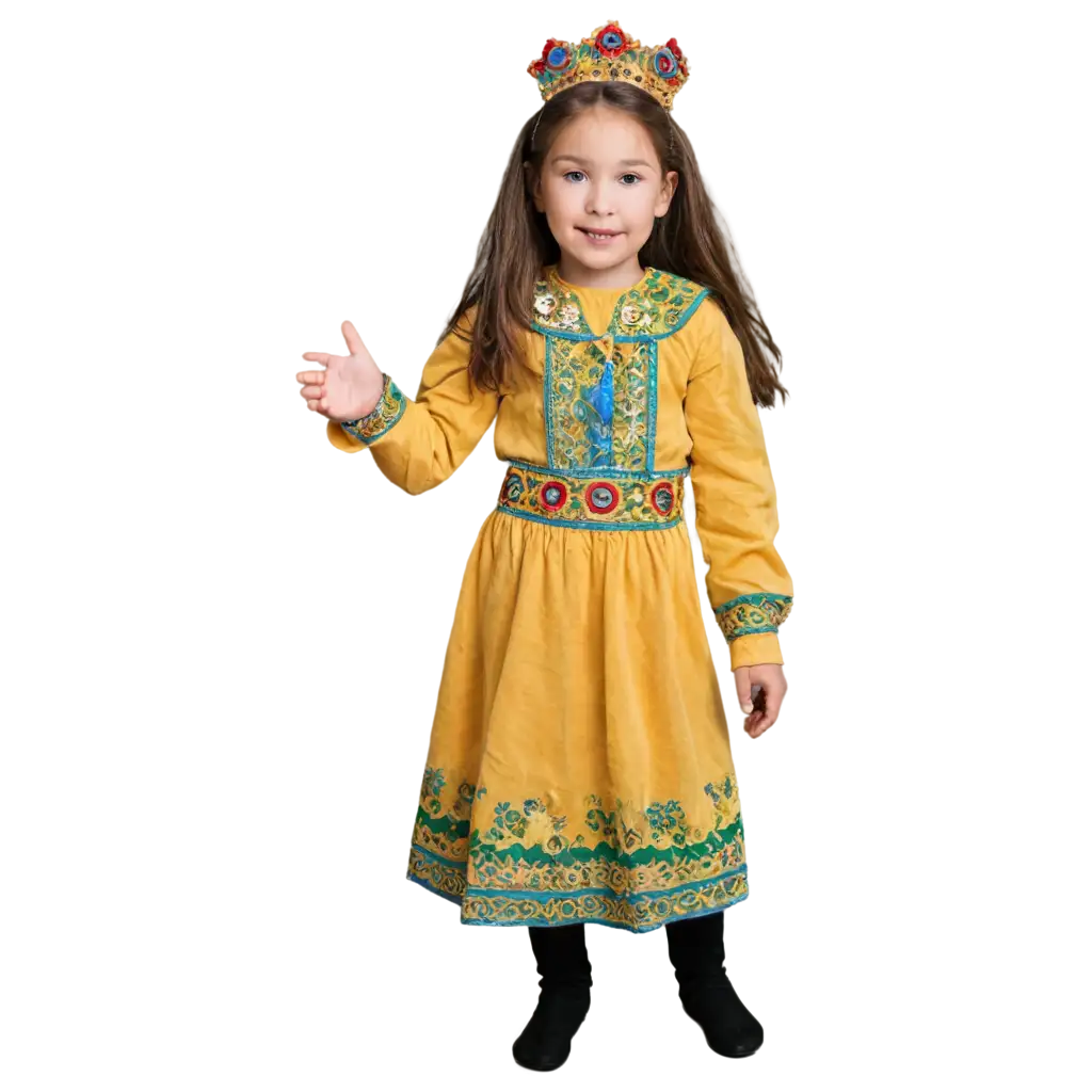 Kazakh-National-Clothing-Muppet-Girl-PNG-Full-Height-with-Chestnut-Hair