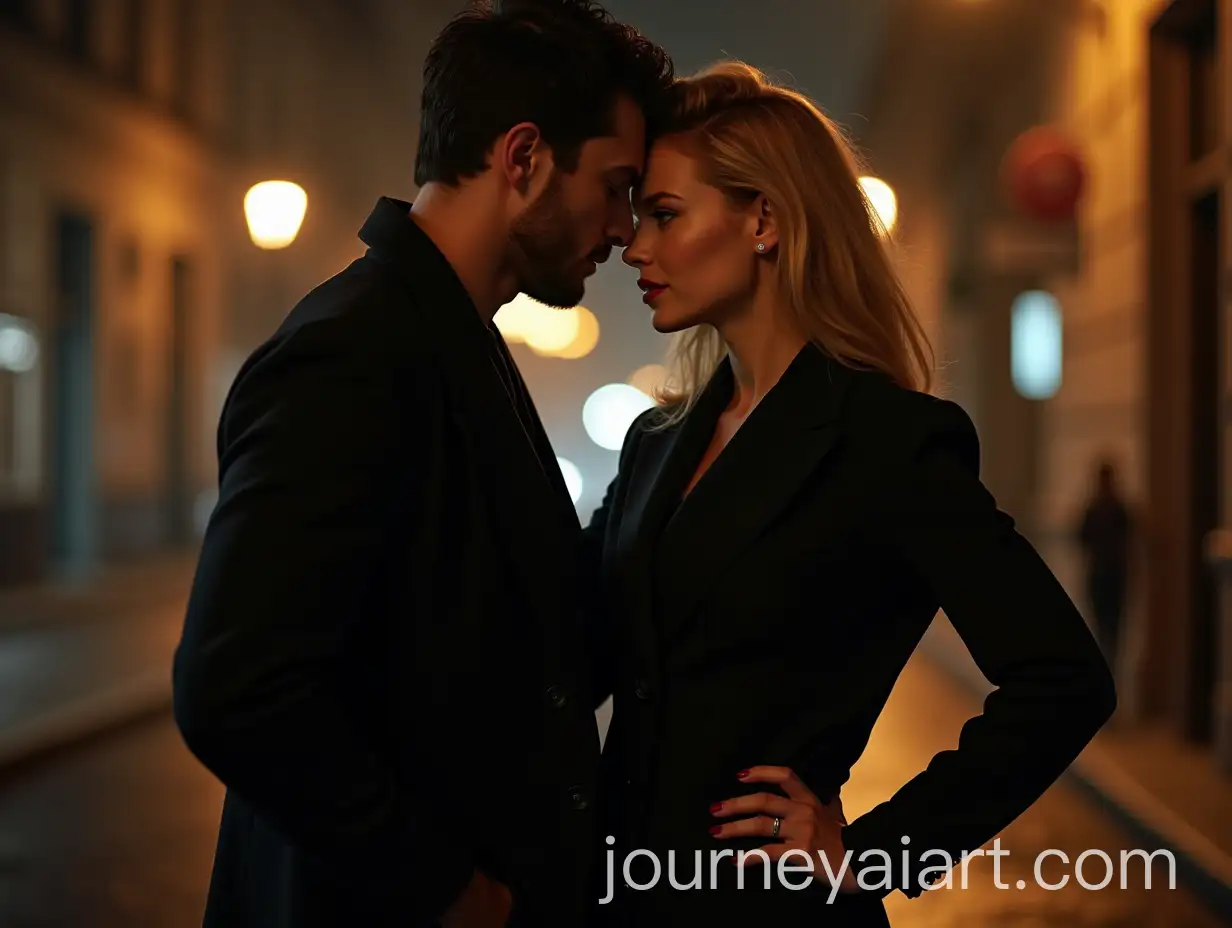 Stylish-Intense-Couple-Under-Streetlights-on-a-Cold-Autumn-NightAI-Image-Prompt-Expansion