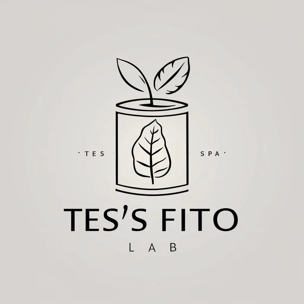 LOGO Design for Tess Fito Lab Clean and Elegant Cosmetics Can with Leaf Illustration