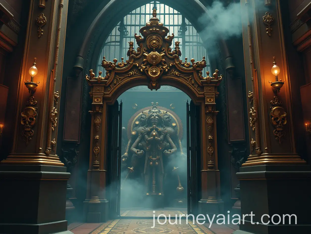 GrandAI-Image-Prompt-Expansion-Baroque-Gate-with-Steampunk-Mechanical-Statues-and-Gold-Ornaments