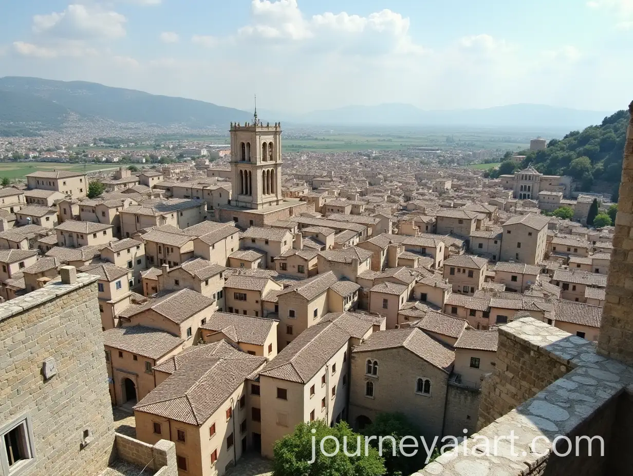 Romanesque-Style-Low-Buildings-in-Gray-and-Beige-Colors