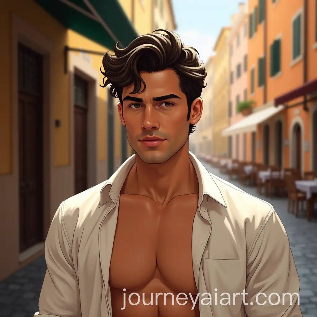 Handsome-Italian-Man-in-White-Shirt-with-Romantic-ExpressionAI-Image-Prompt-Expansion-on-a-Warm-Rome-Caf-Terrace