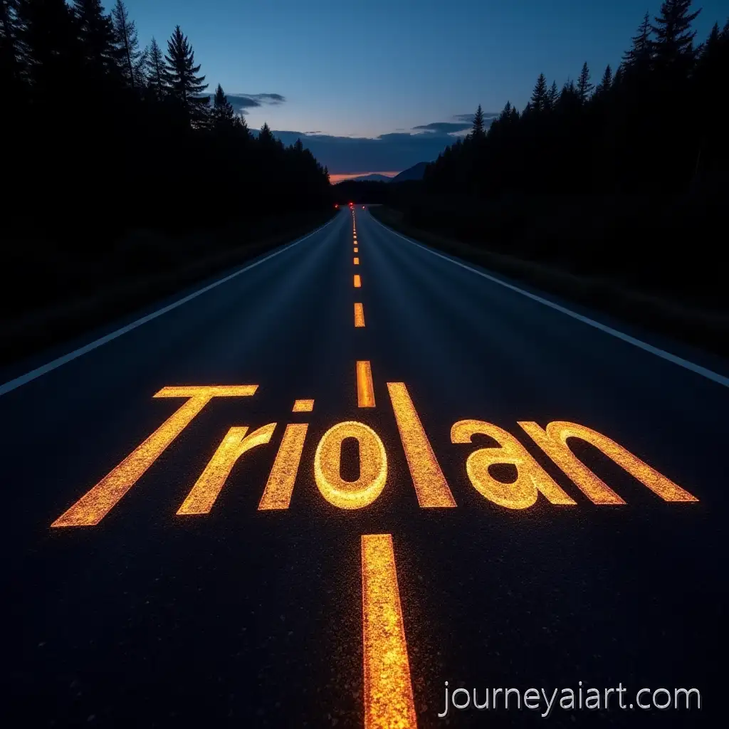 Glowing-Tire-Track-Drawing-Triolan-at-Dusk-on-the-Road