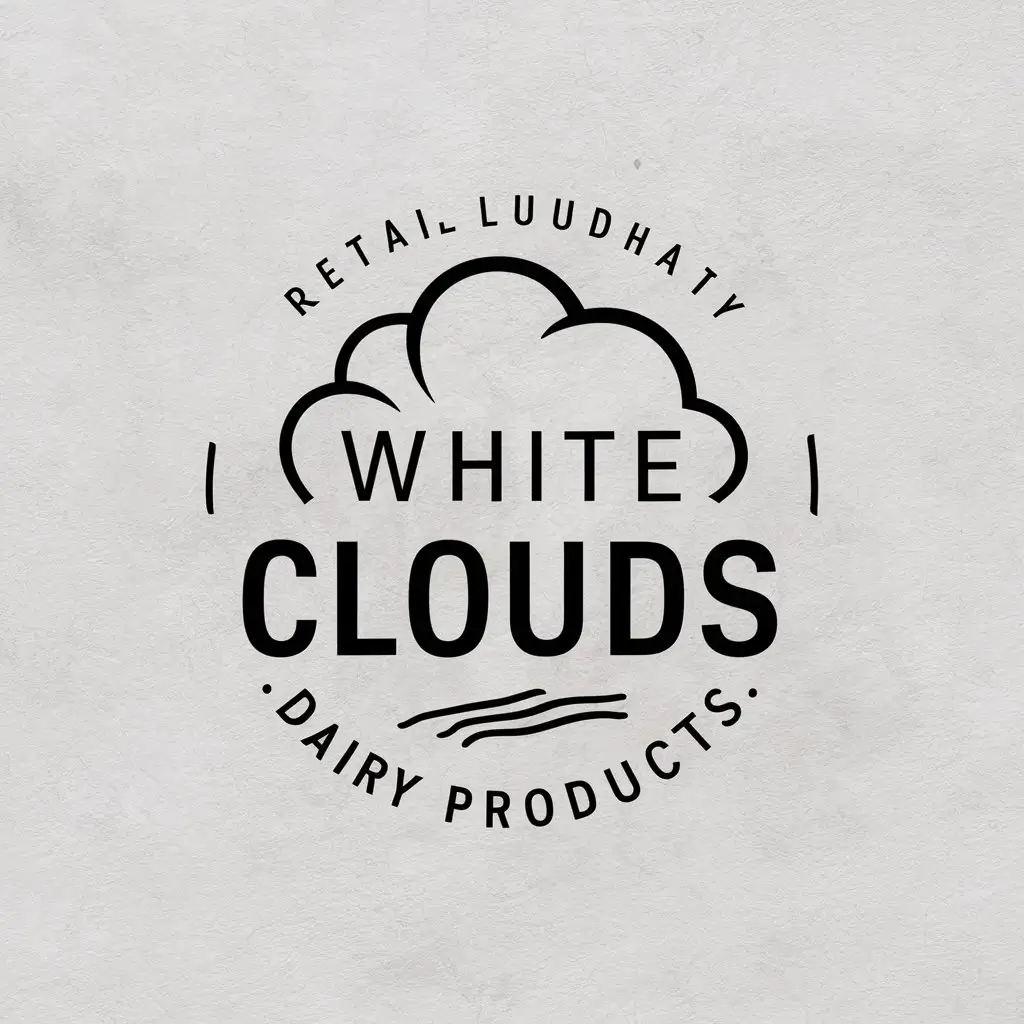 a vector logo design,with the text "white clouds, dairy products", main symbol:white clouds,complex,be used in Retail industry,clear background