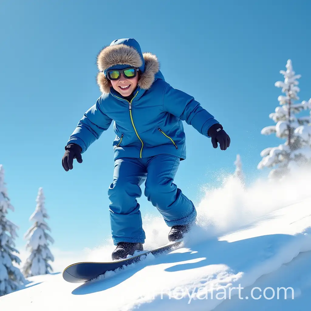 Boy-Snowboarding-on-a-Snowy-Mountain-in-Winter-Gear