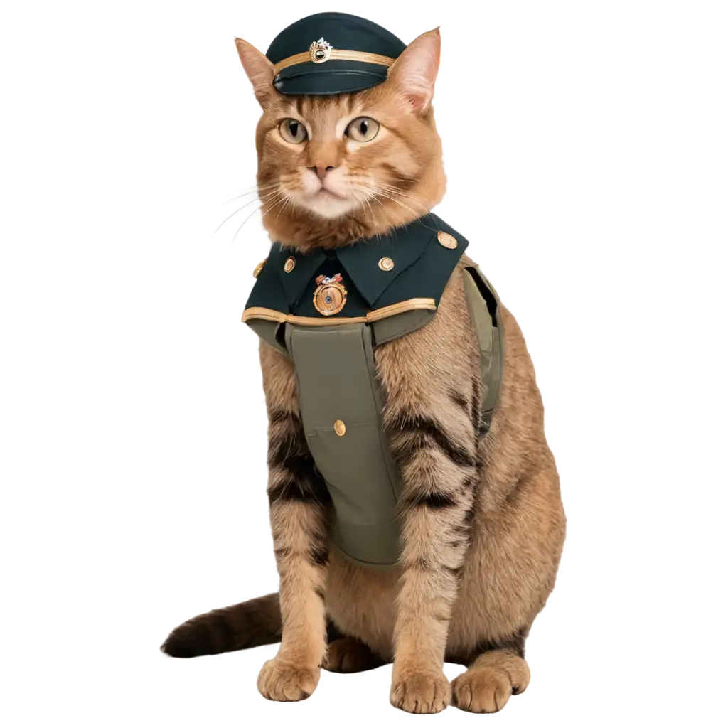 Cat-in-Military-Uniform-PNG-HighQuality-Transparent-Image-for-Versatile-Use