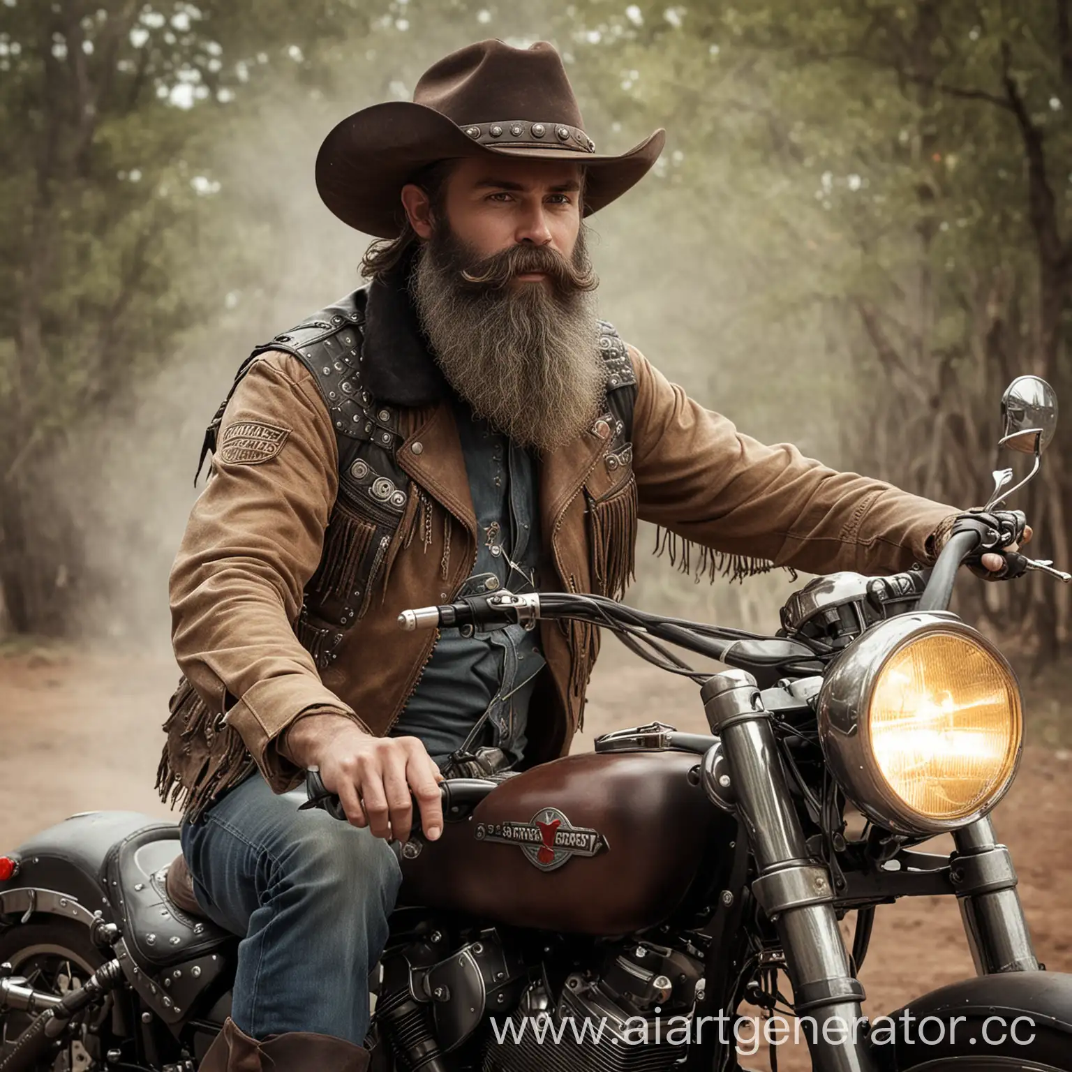 Bearded-Cowboy-Riding-Harley-Motorcycle