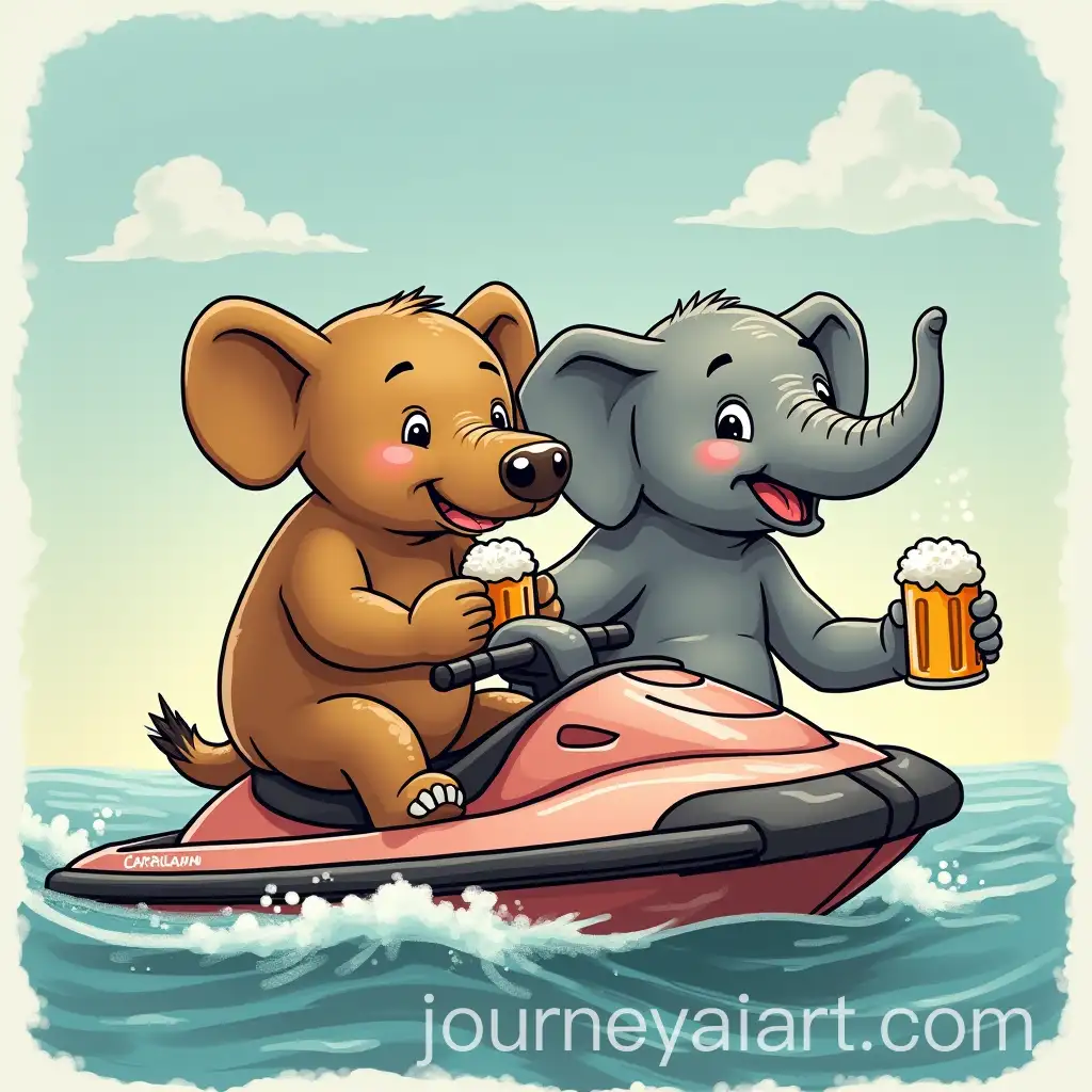 Capybara-and-Elephant-Enjoying-a-Friendship-on-a-Jetski-with-Beer