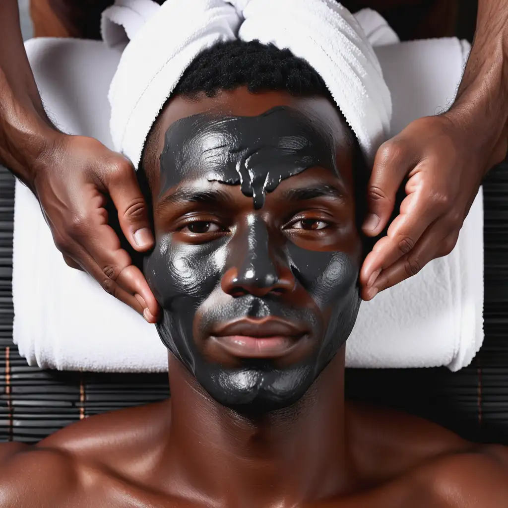black charcoal facial massage spa handsome black man
