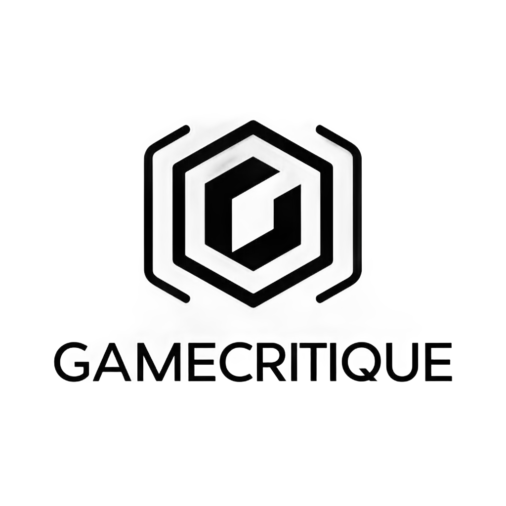 a vector logo design,with the text "GameCritique", main symbol:Game,Moderate,clear background