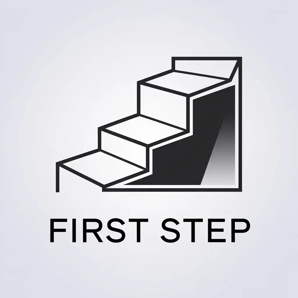 a vector logo design,with the text "first step", main symbol:step,Minimalistic,clear background