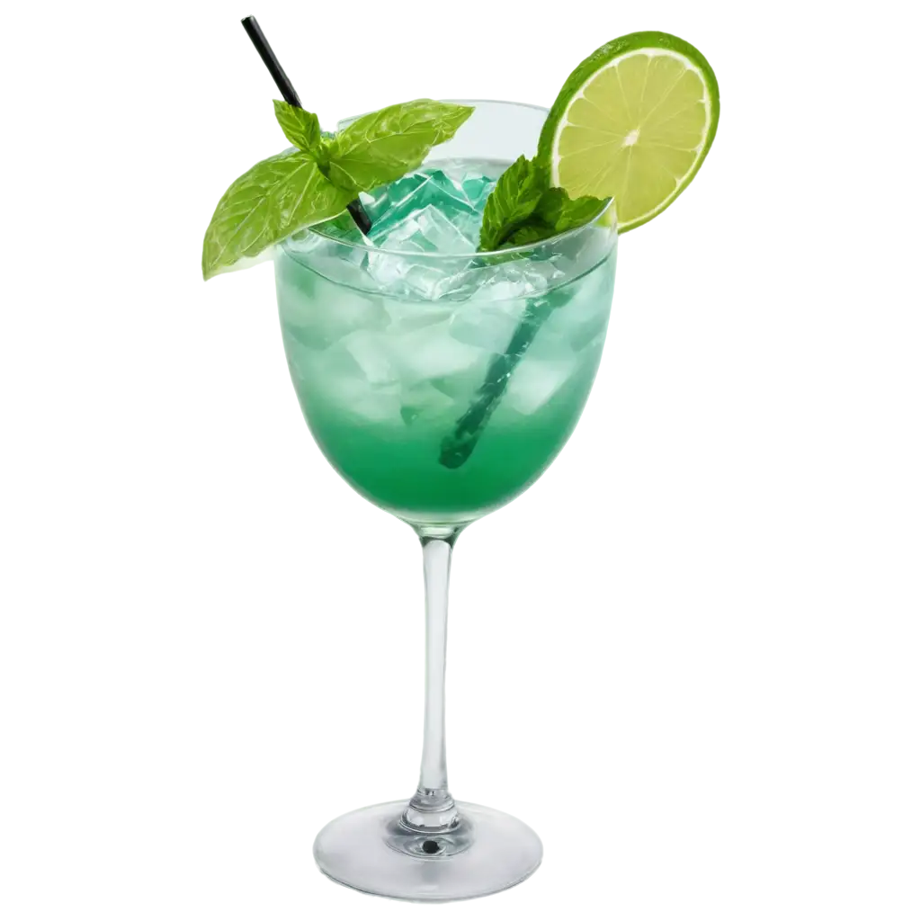 create a green and blue shade mojito in a glass