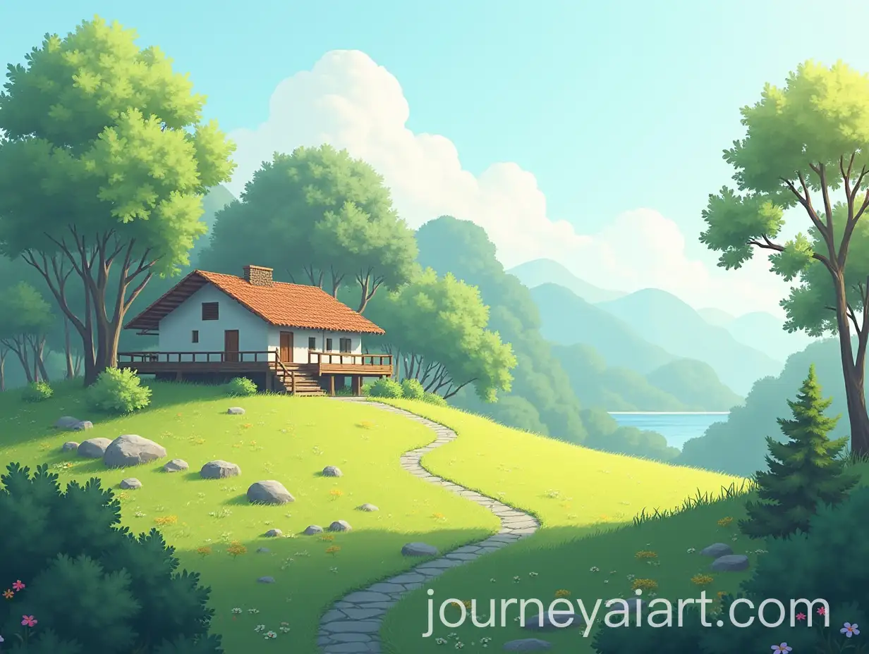Enchanting-Studio-Ghibli-Inspired-Landscape-with-Subtle-House-in-Nature