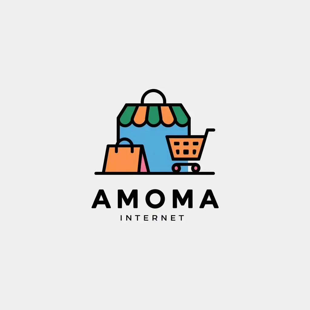 LOGO Design for AMOMA Minimalist Online Shop Emblem with Internet Industry Vibe