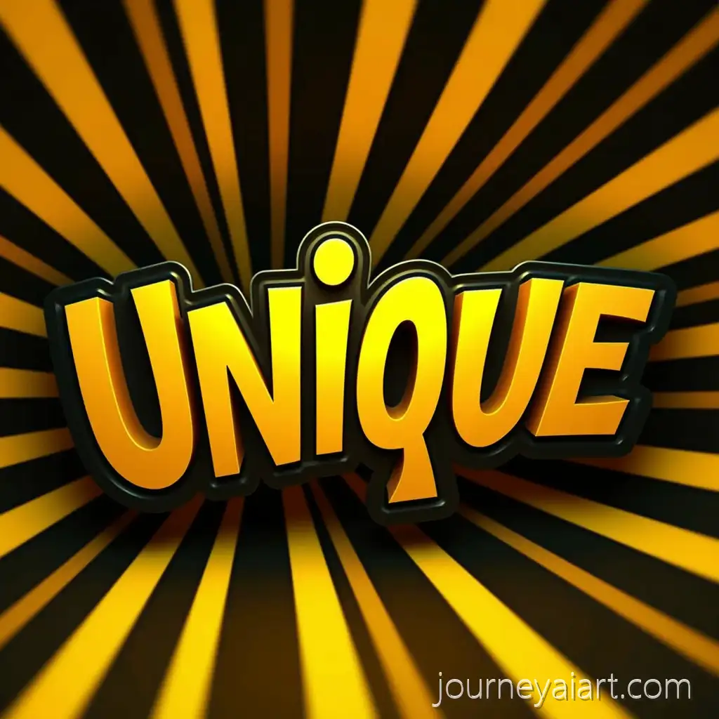 3D-UniqueUnique-word-design-Typography-with-Striped-Black-and-Yellow-Background
