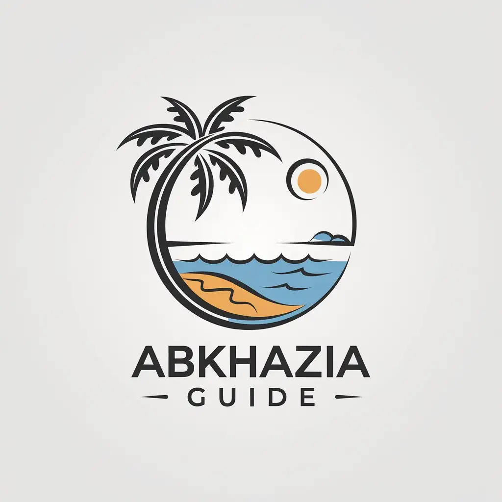 LOGO Design for Abkhazia Guide Palm Tree Sea Beach with Minimalistic Style for Travel Industry