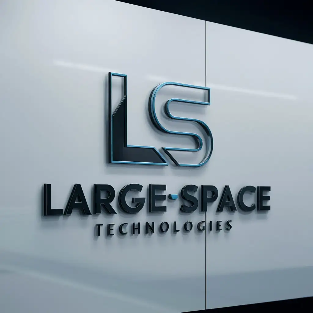 a logo design,with the text "LargeSpace, Technologies, 1C", main symbol:Letters L and S as main elements, high-tech style, digital,Moderate,be used in Technology industry,clear background