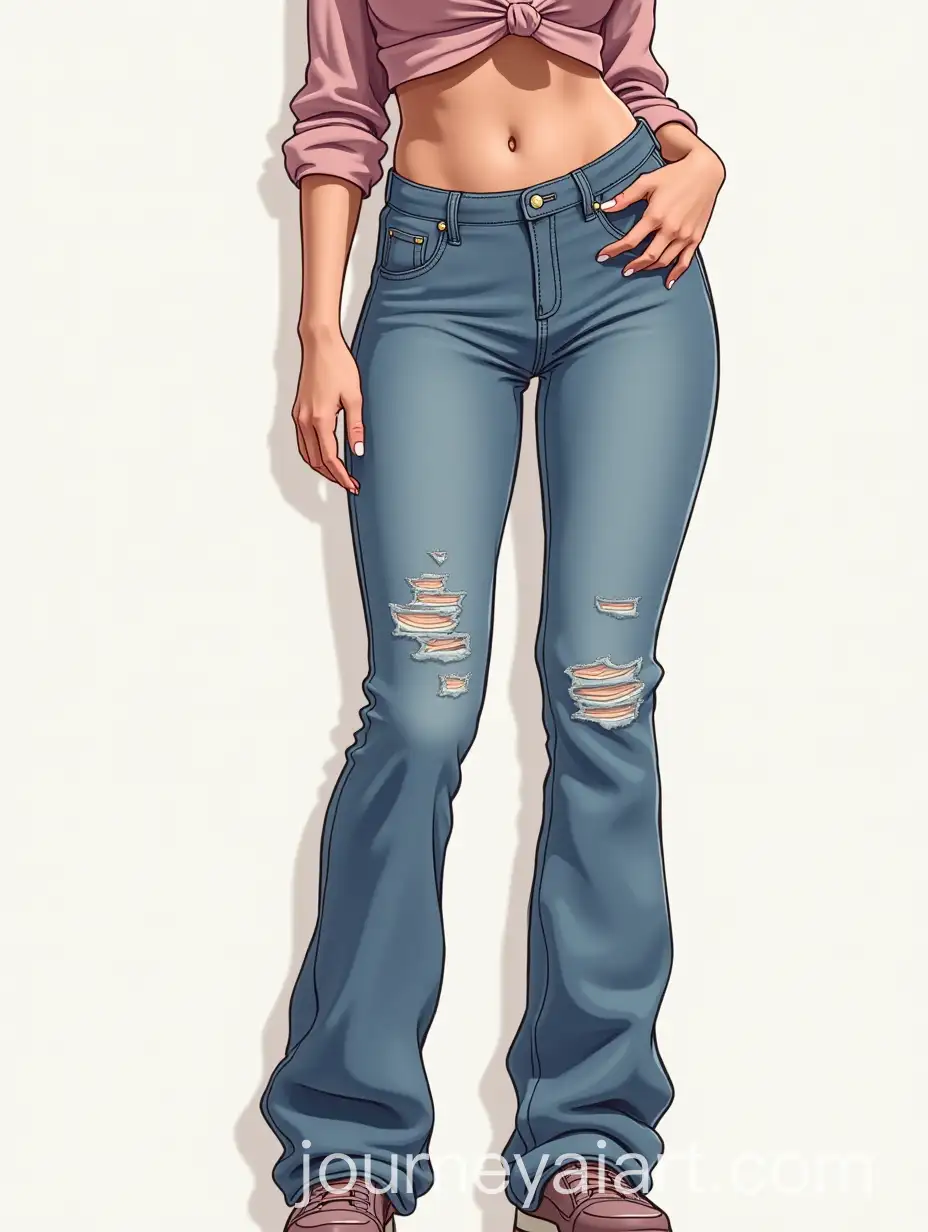 Stylish-Anime-Woman-in-Jeans-Poses-Gracefully