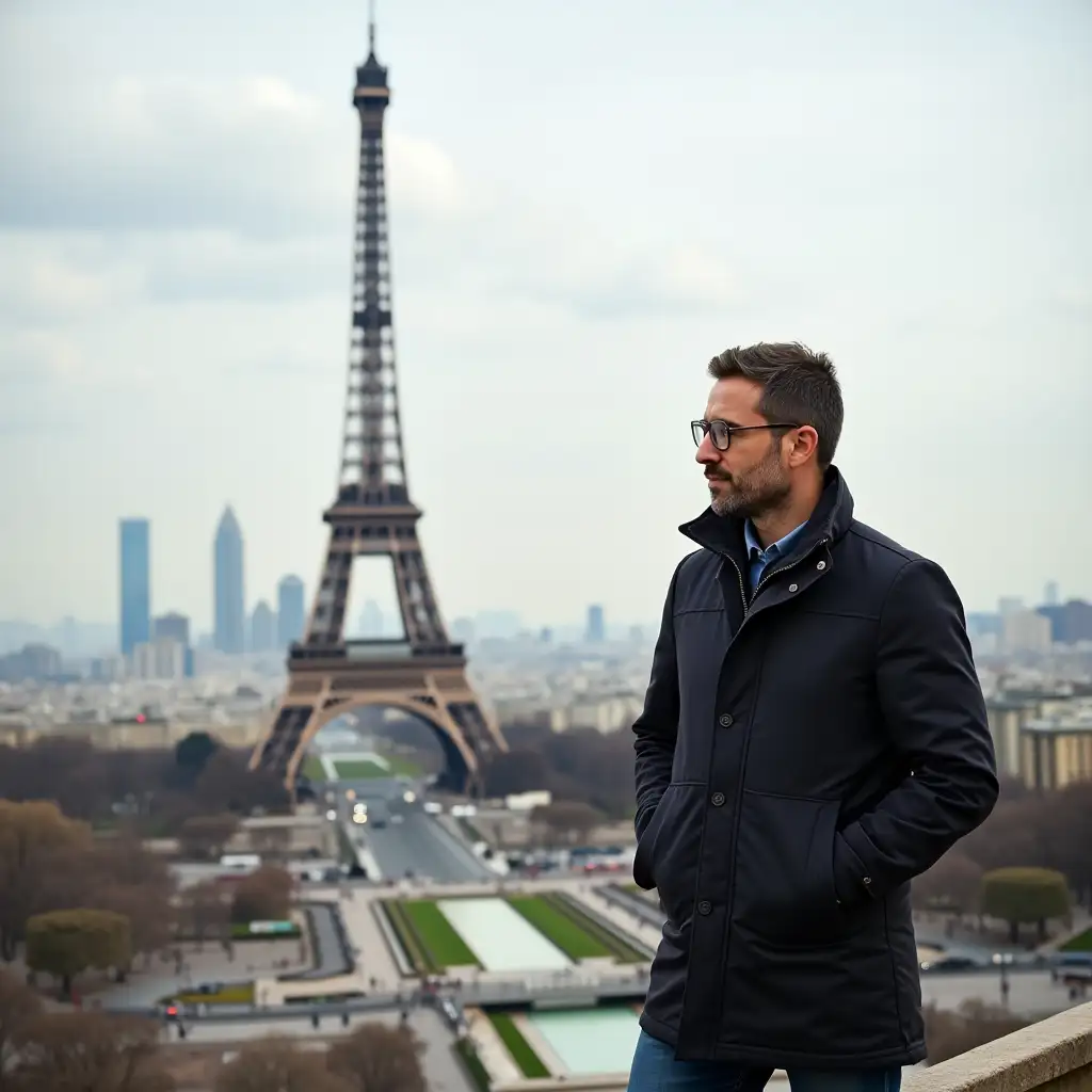 man near to eiffel towers