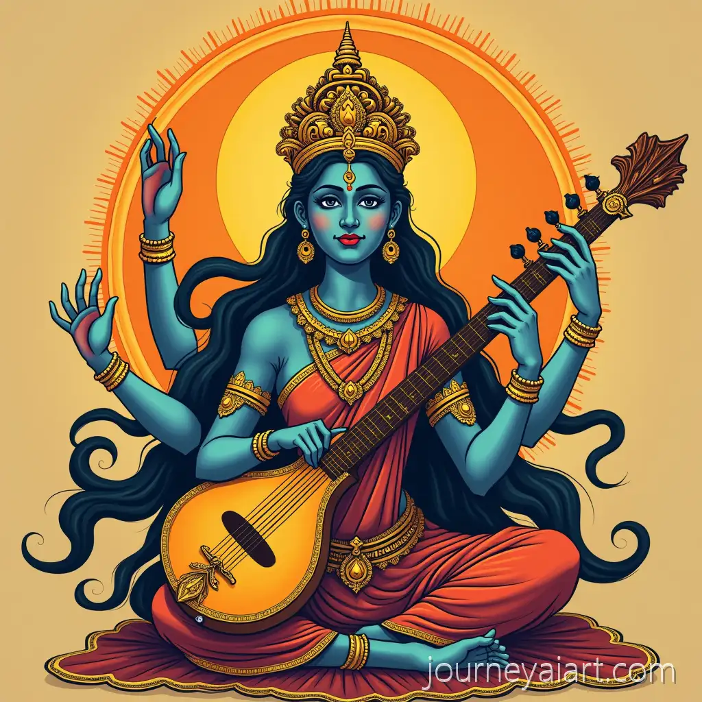 AI-Image-Prompt-ExpansionVedic-Style-Image-of-Indian-Goddess-Saraswati-with-Sacred-Elements