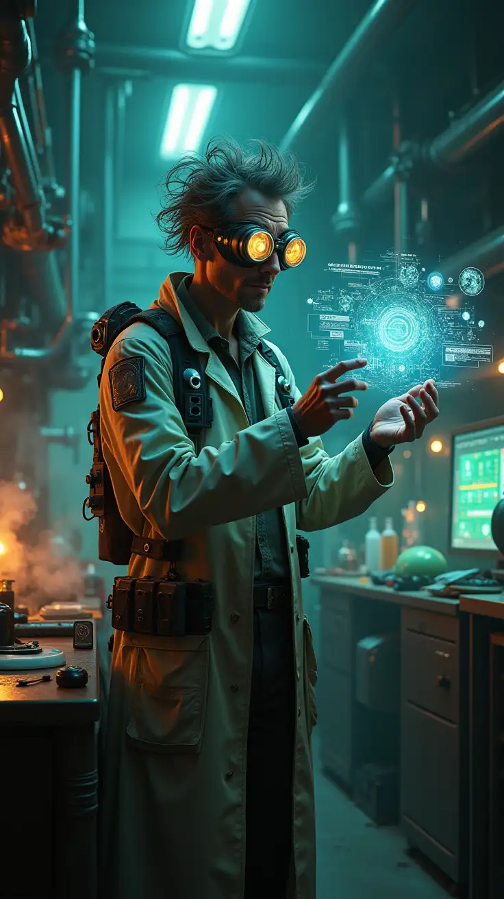 Mad-Scientist-in-Chaotic-HighTech-Laboratory-with-Holographic-Displays