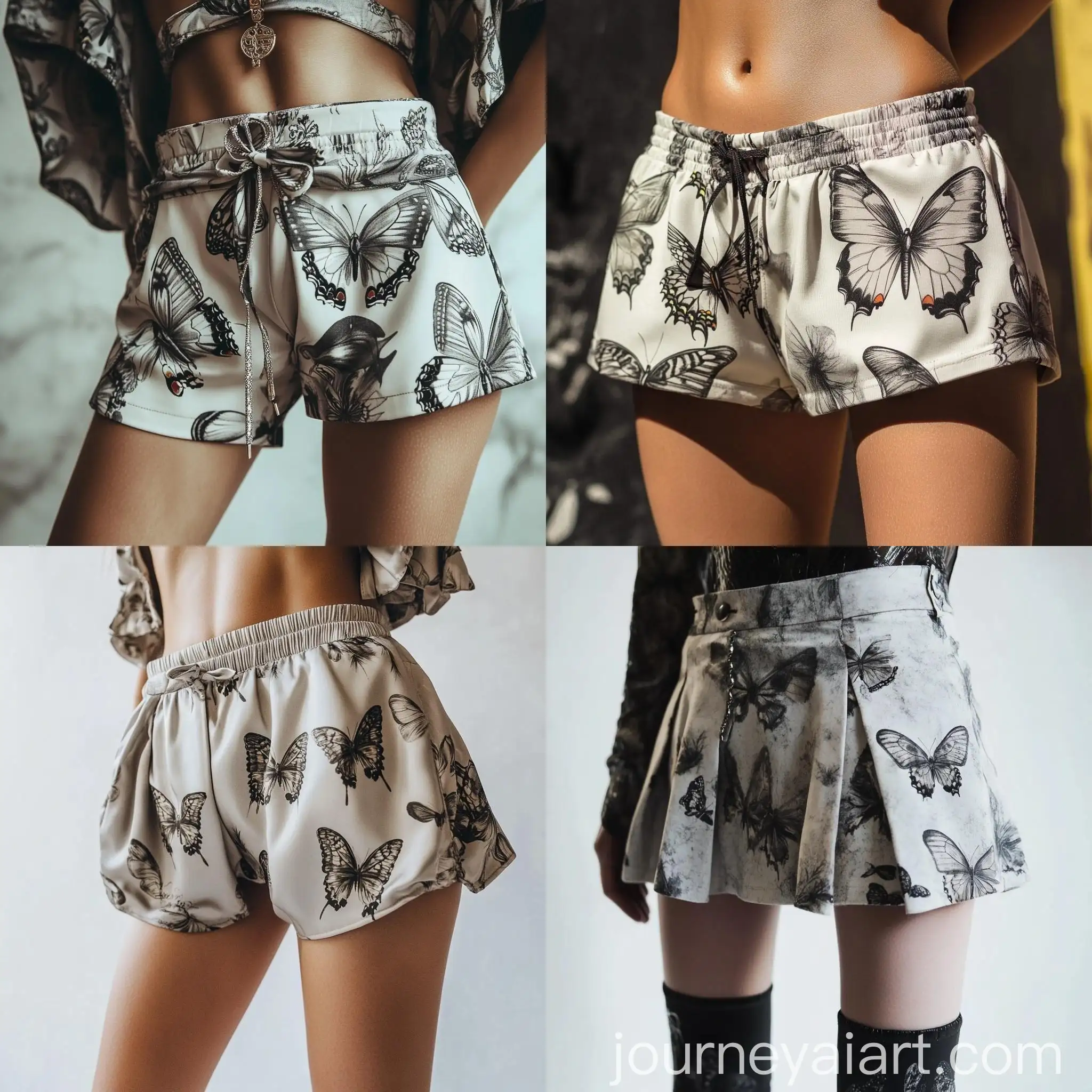 Grey-Butterfly-Shorts-Artwork-Contemporary-Abstract-Fashion-Design