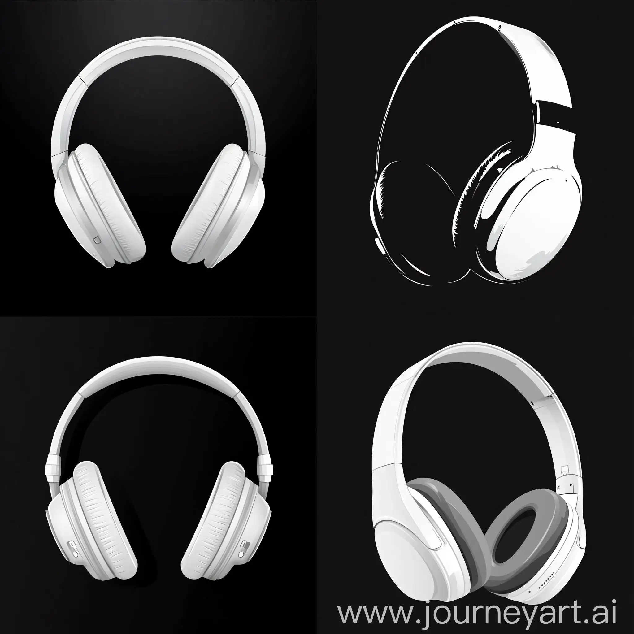 Stylish-White-Wireless-Headphones-Vector-Silhouette