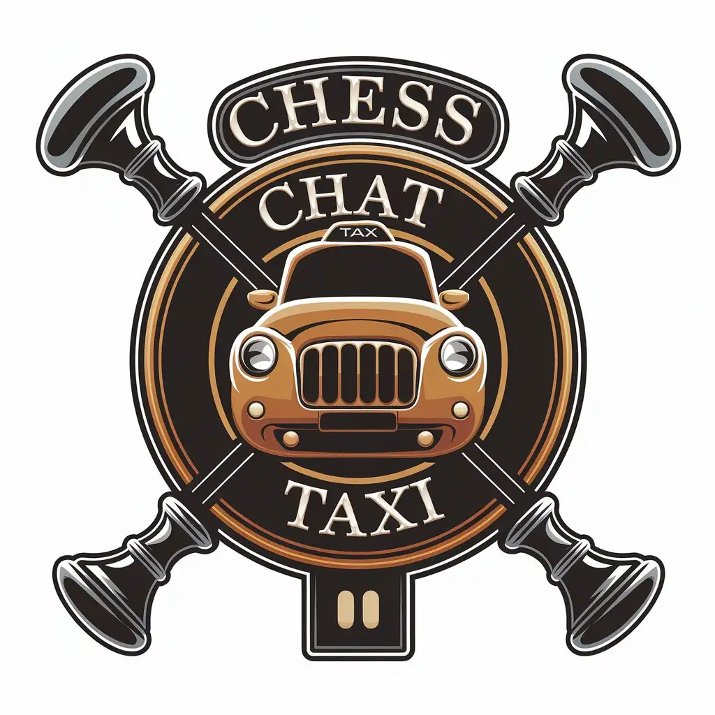 LOGO-Design-for-Chess-Chat-Taxi-Iconic-Taxi-Car-with-Chess-Theme-on-Clear-Background