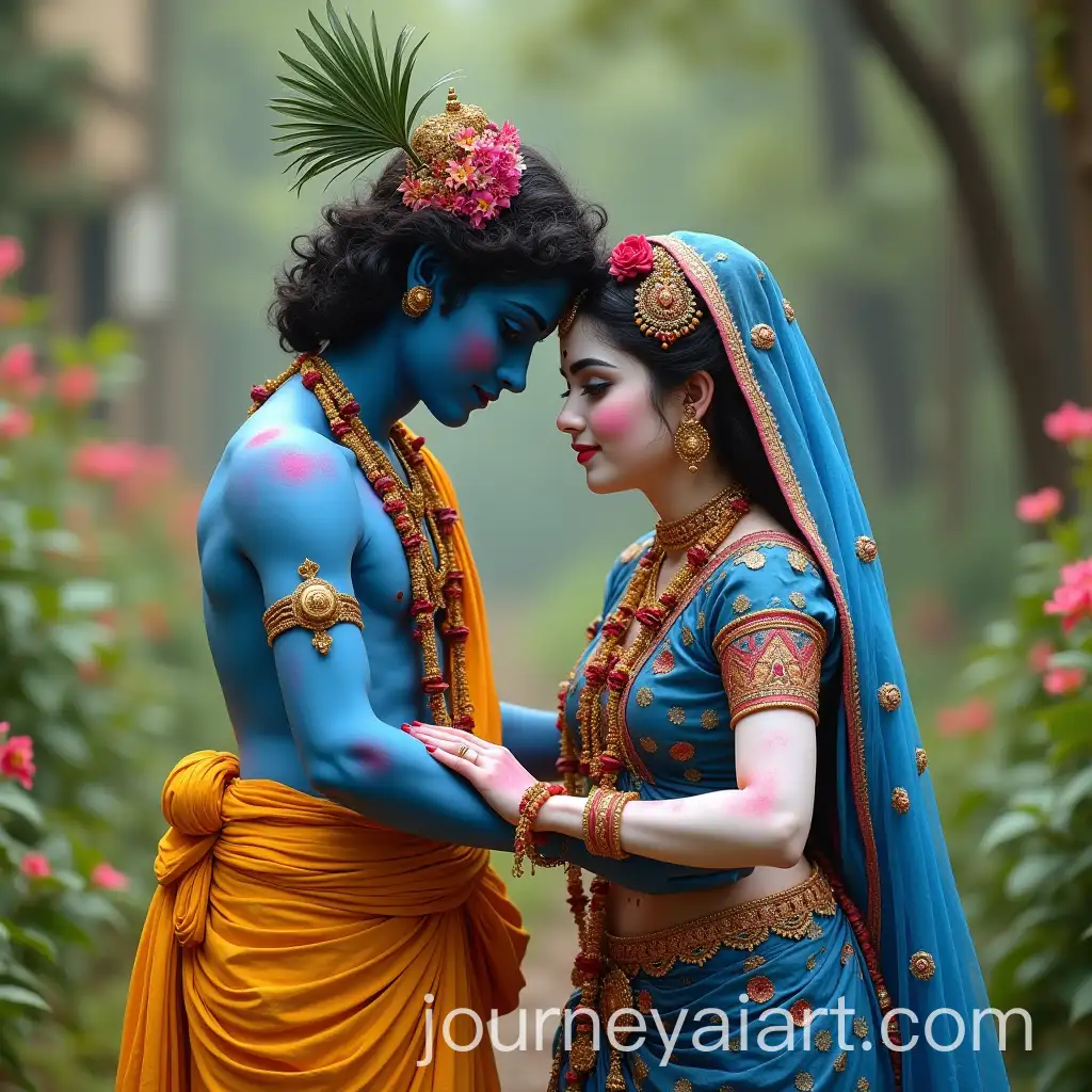 Radha-Krishna-Playing-Holi-Together-in-the-Garden-with-Vibrant-Colors