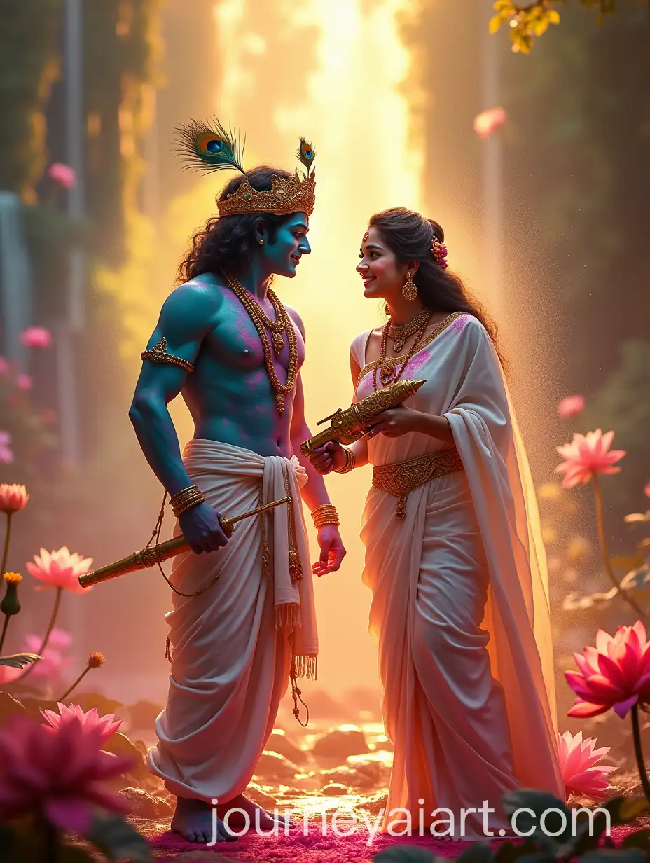 Lord-Krishna-and-Radha-Celebrating-Holi-in-a-Mystical-Garden