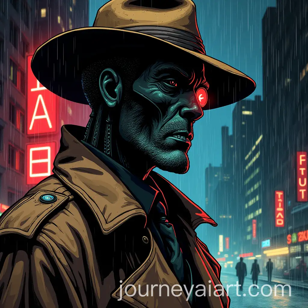 Cyberpunk-Robotic-Detective-in-a-Rainy-Neon-City-1980s-Comic-Style