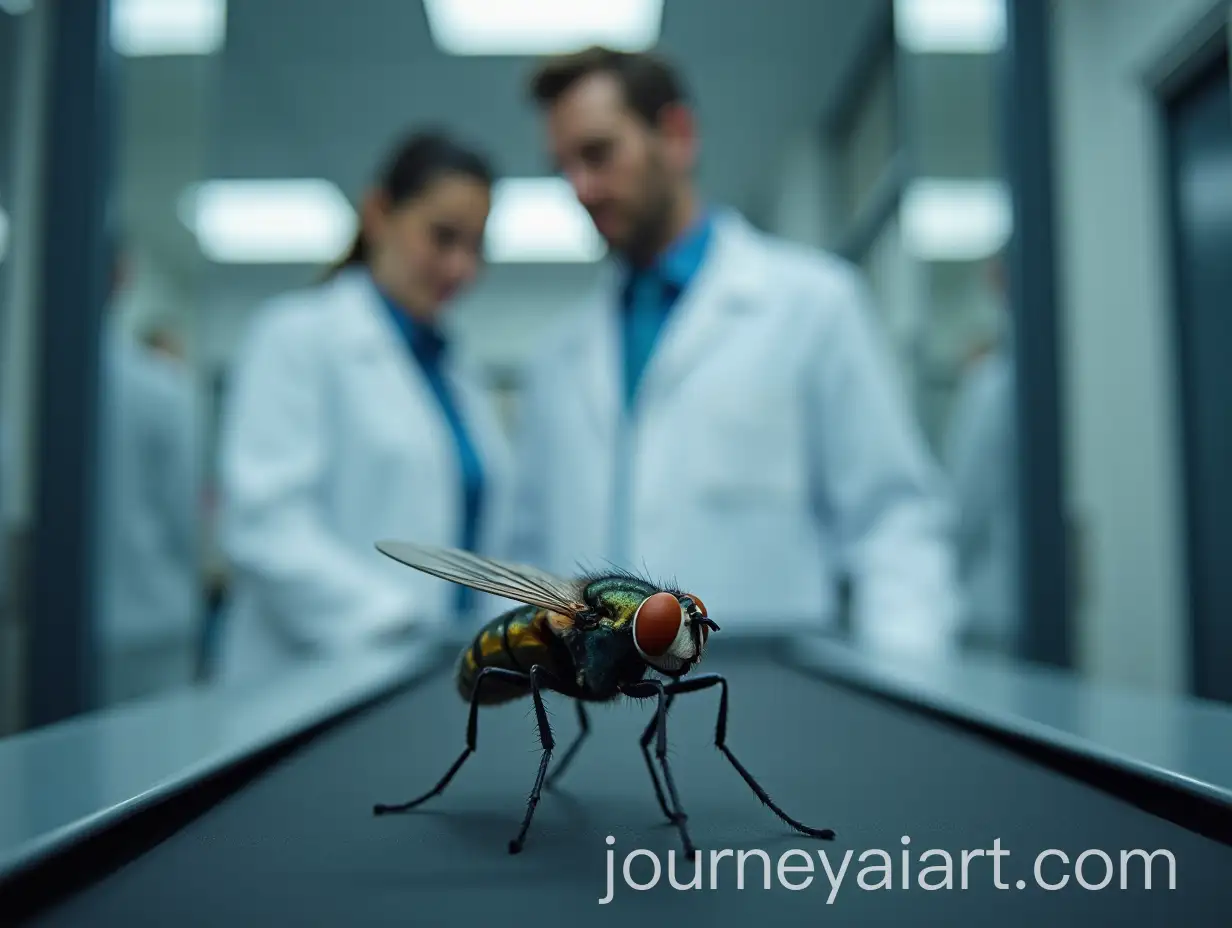 Scientists-Observing-a-Fly-on-Treadmill-in-Laboratory-Setting