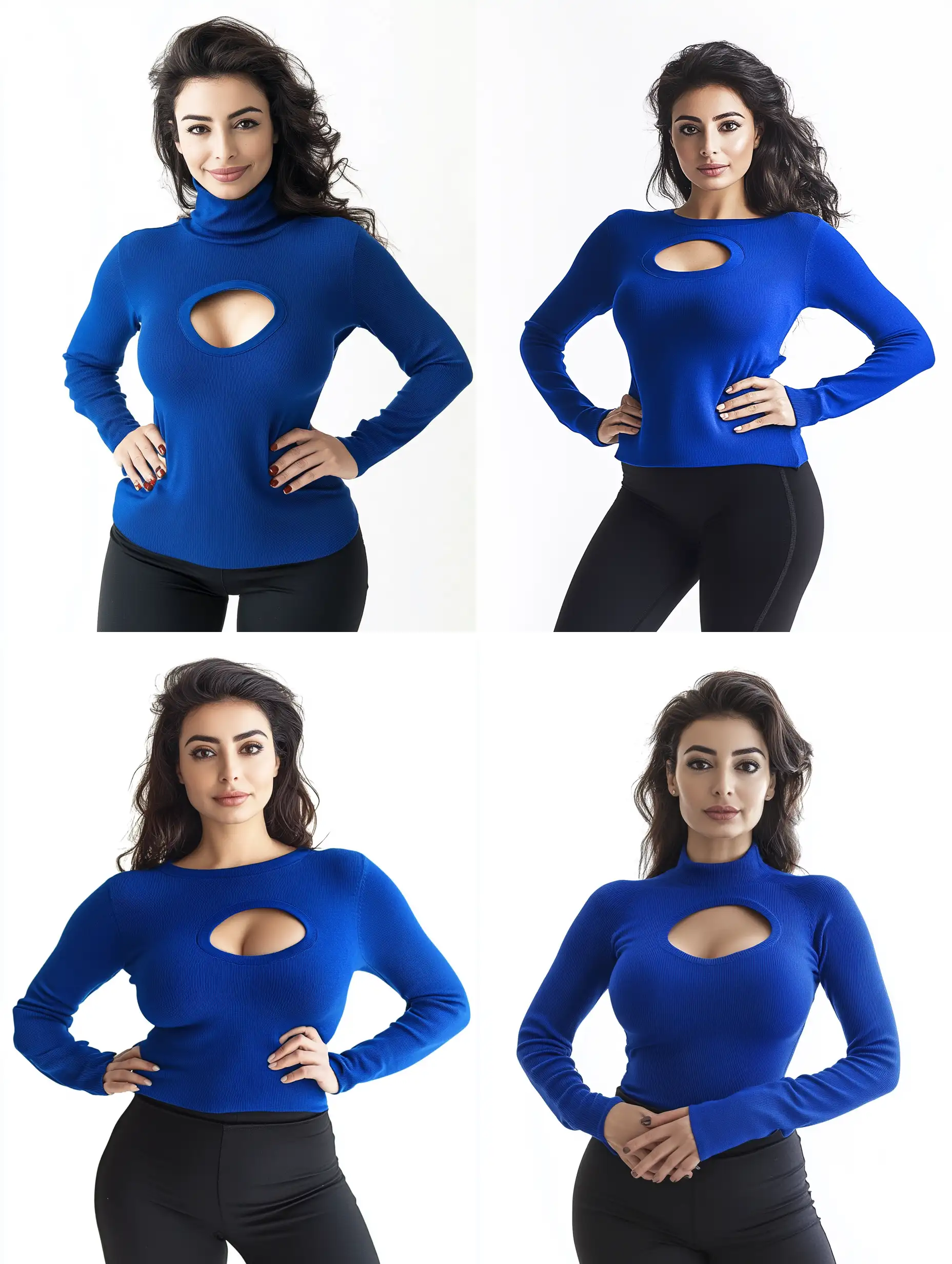 Studio-Portrait-of-a-Plump-Girl-in-Blue-Sweater-Emphasizing-Fashion-and-Confidence