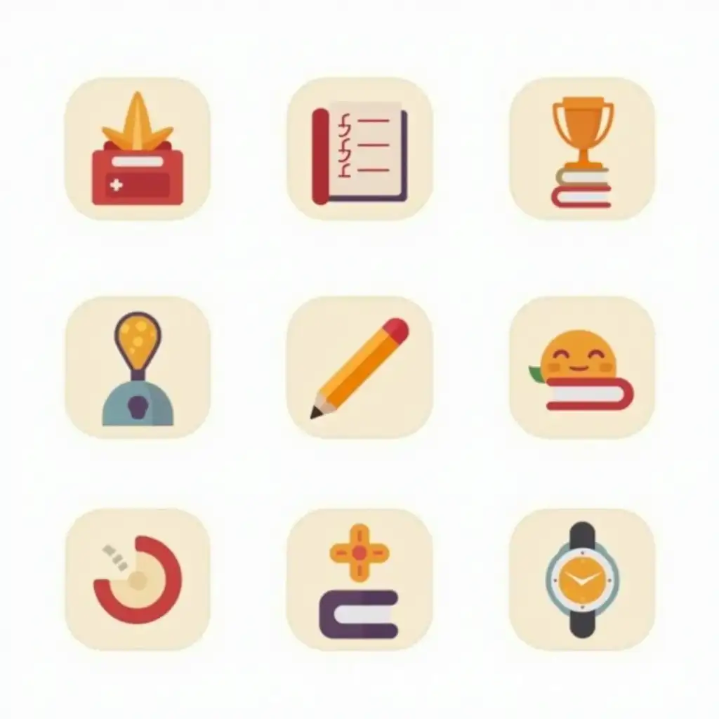 Set-of-Six-Cute-Education-Icons-in-Rounded-Squares
