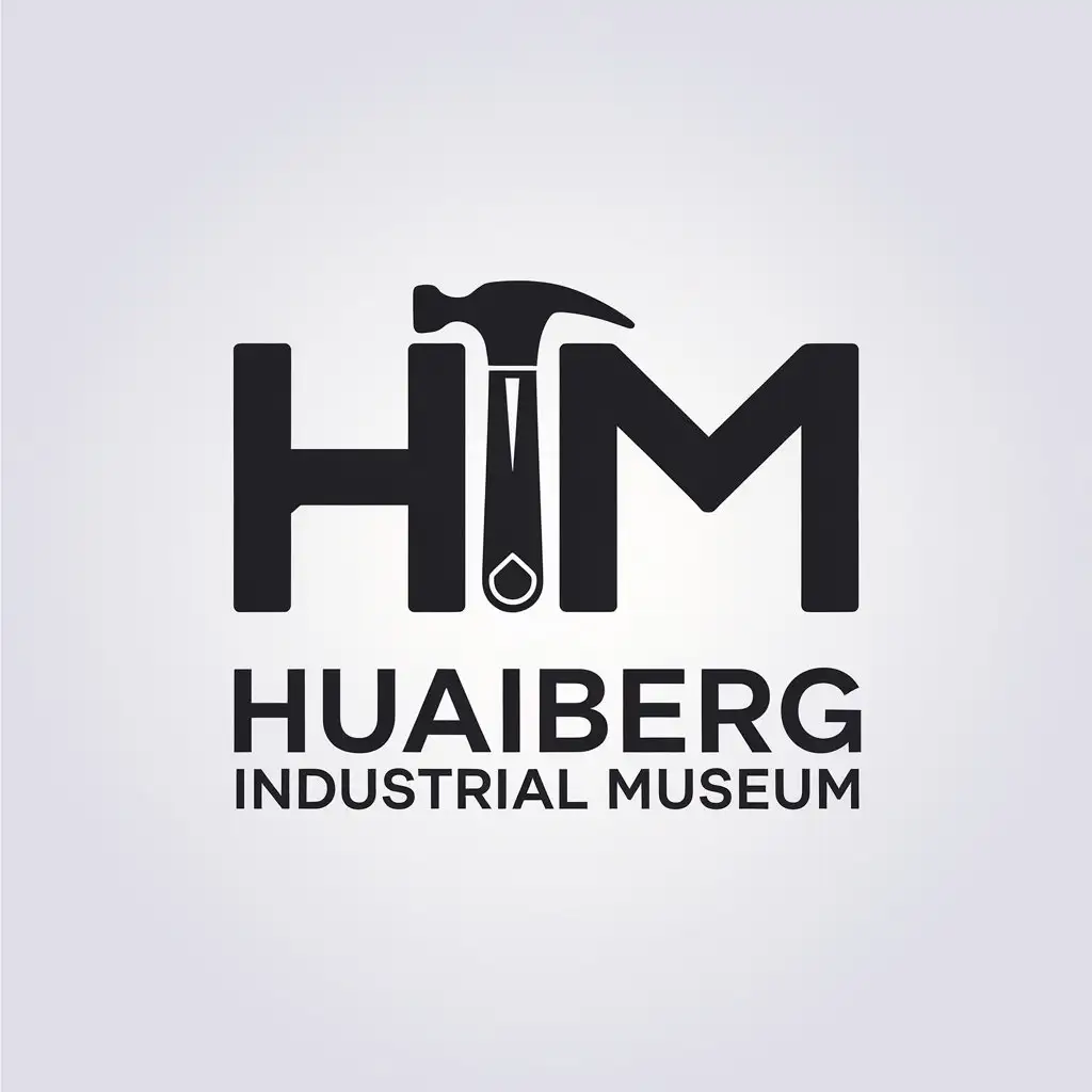 LOGO Design for Huaiberg Industrial Museum Minimalistic HIM Design with Clear Background