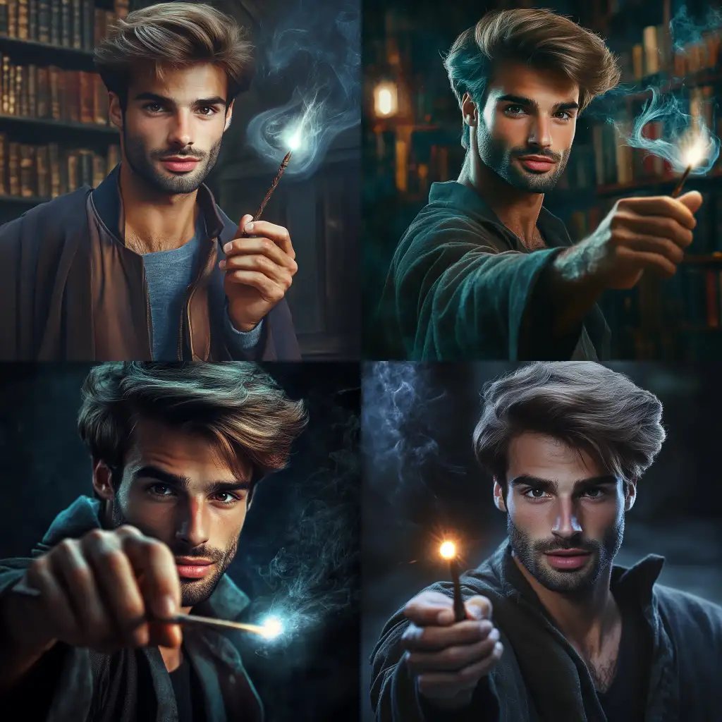 Wizard-Casting-a-Spell-with-Magical-Wand-in-Photorealistic-Detail