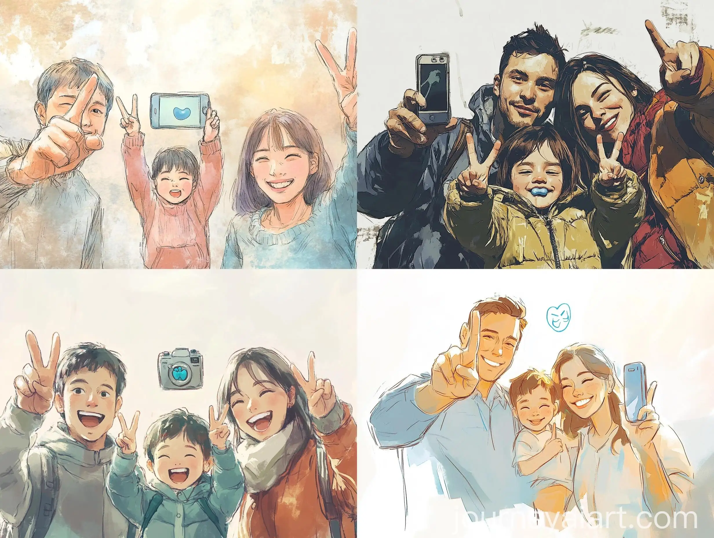 Joyful-Family-Photo-with-Peace-Signs