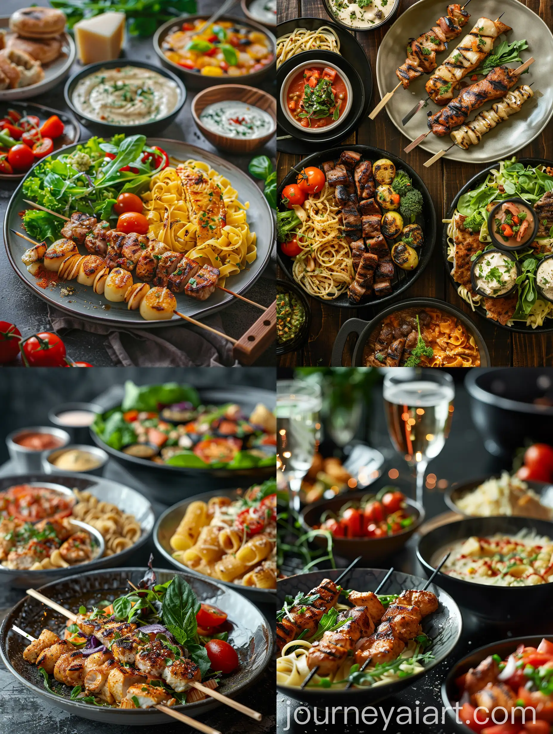 Hearty-Pasta-Bowls-with-Grilled-Chicken-and-Salad