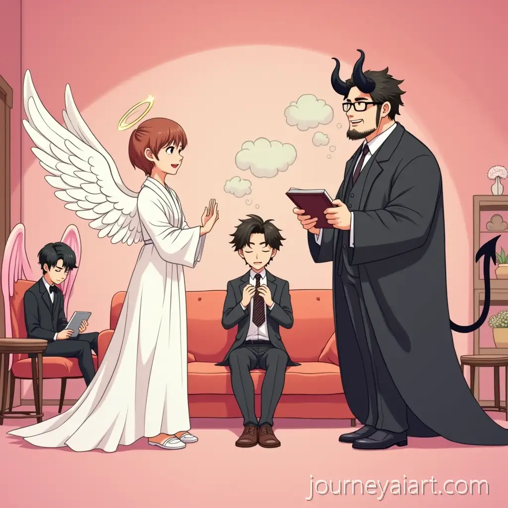 Anime-Angel-and-Demon-Characters-in-Joyful-Cozy-Apartment-Scene