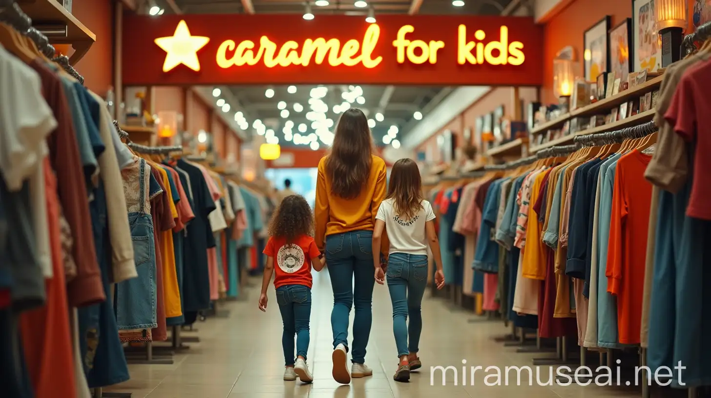 Family Exploring Retro Clothing Store with Vintage Signage