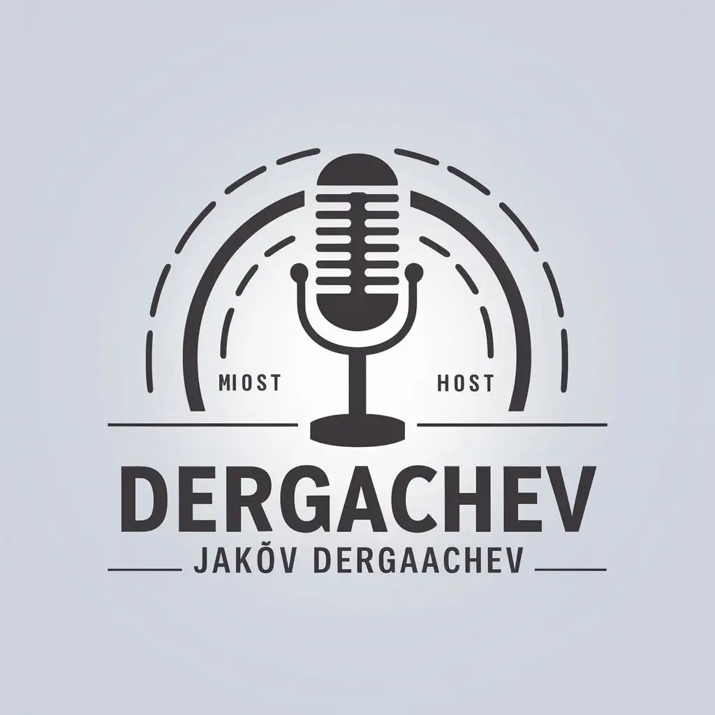 a vector logo design,with the text "Host Jakov Dergachev", main symbol:microphone,Moderate,be used in Entertainment industry,clear background