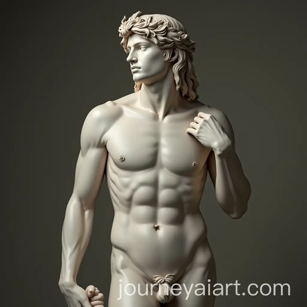 Greek-Statue-of-Nude-Young-Man-with-Leaf-Crown