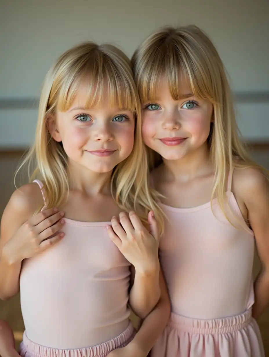 Twin-Girls-in-Dance-Studio-Posing-Playfully