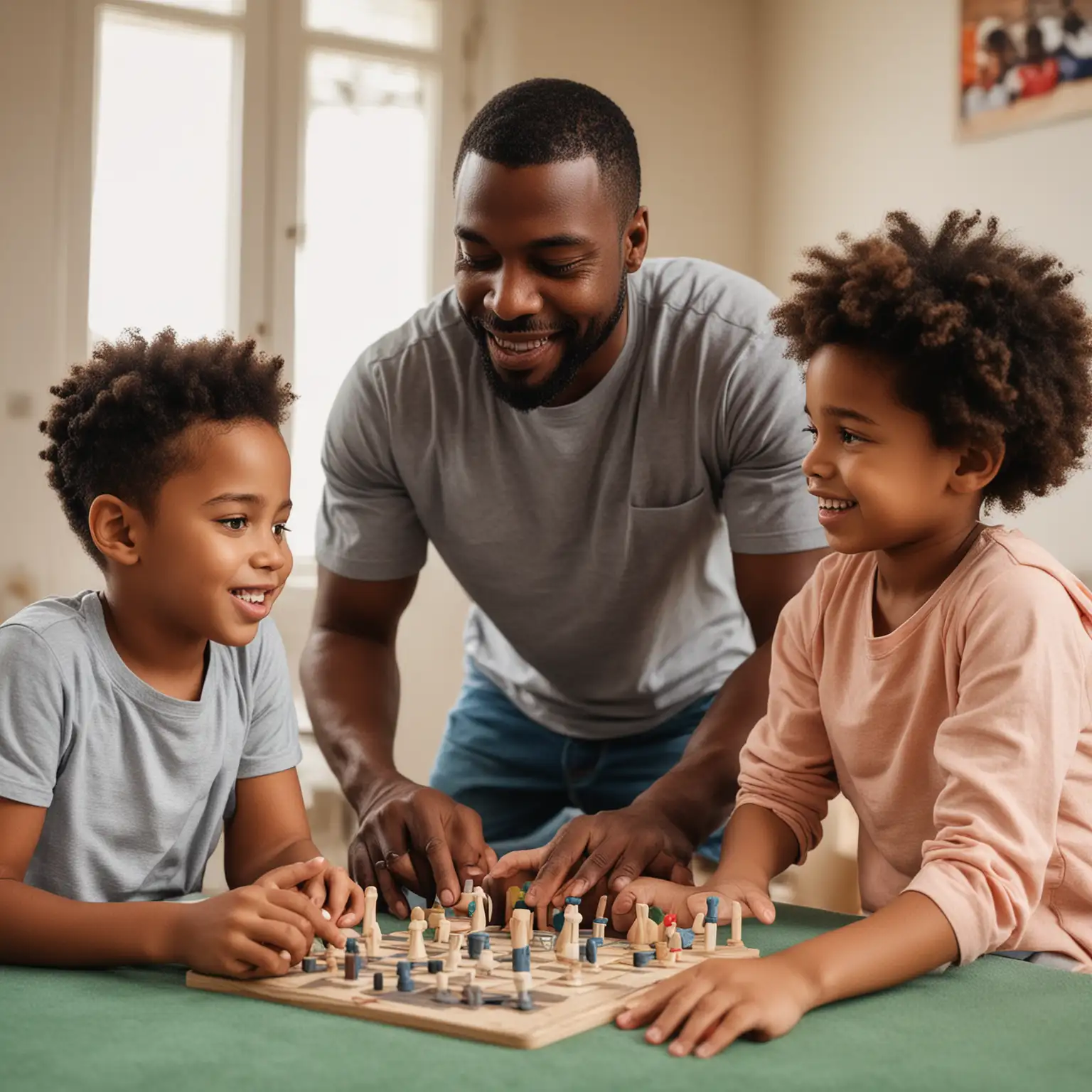 Black Father Building Strong Relationships with Children in Activities