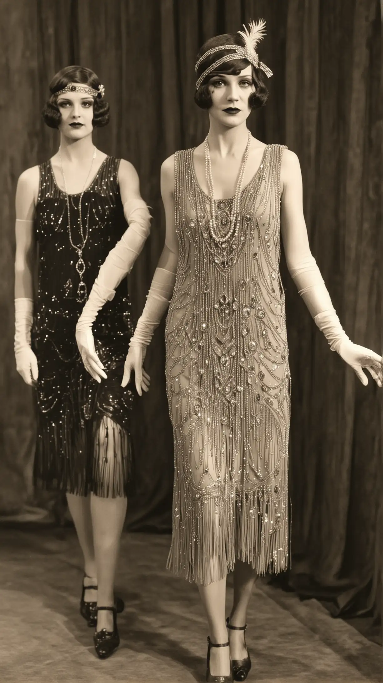 1920s Fashion Show with Flapper Dresses and Elegant Accessories