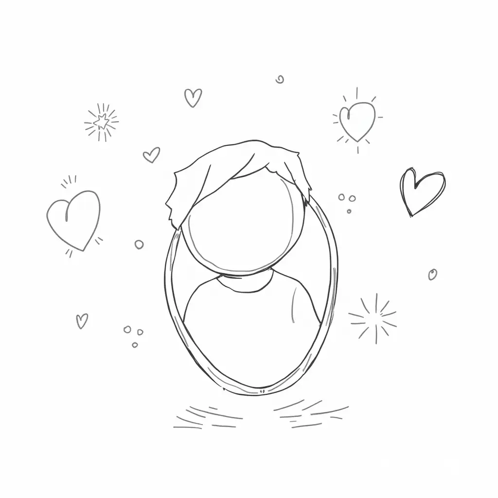 Faceless-Person-LookingAI-Art-Prompt-Expansion-into-Mirror-with-Hearts-and-Sparkles-for-Coloring